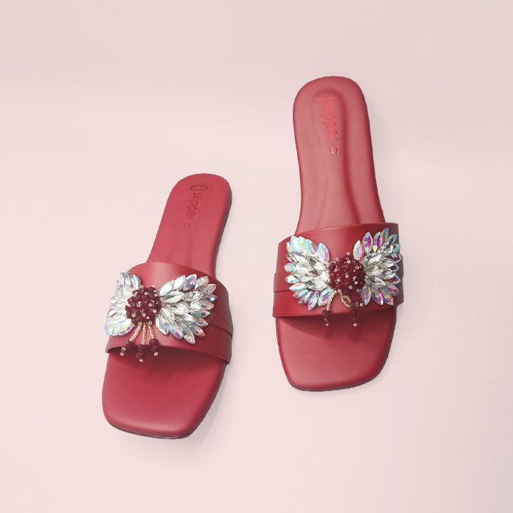 Red Crystal Party Slip-Ons